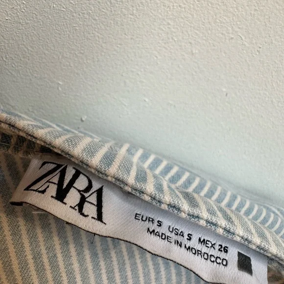 Zara Blue Striped A-Line Skirt with Buttons Small - Picture 5 of 5